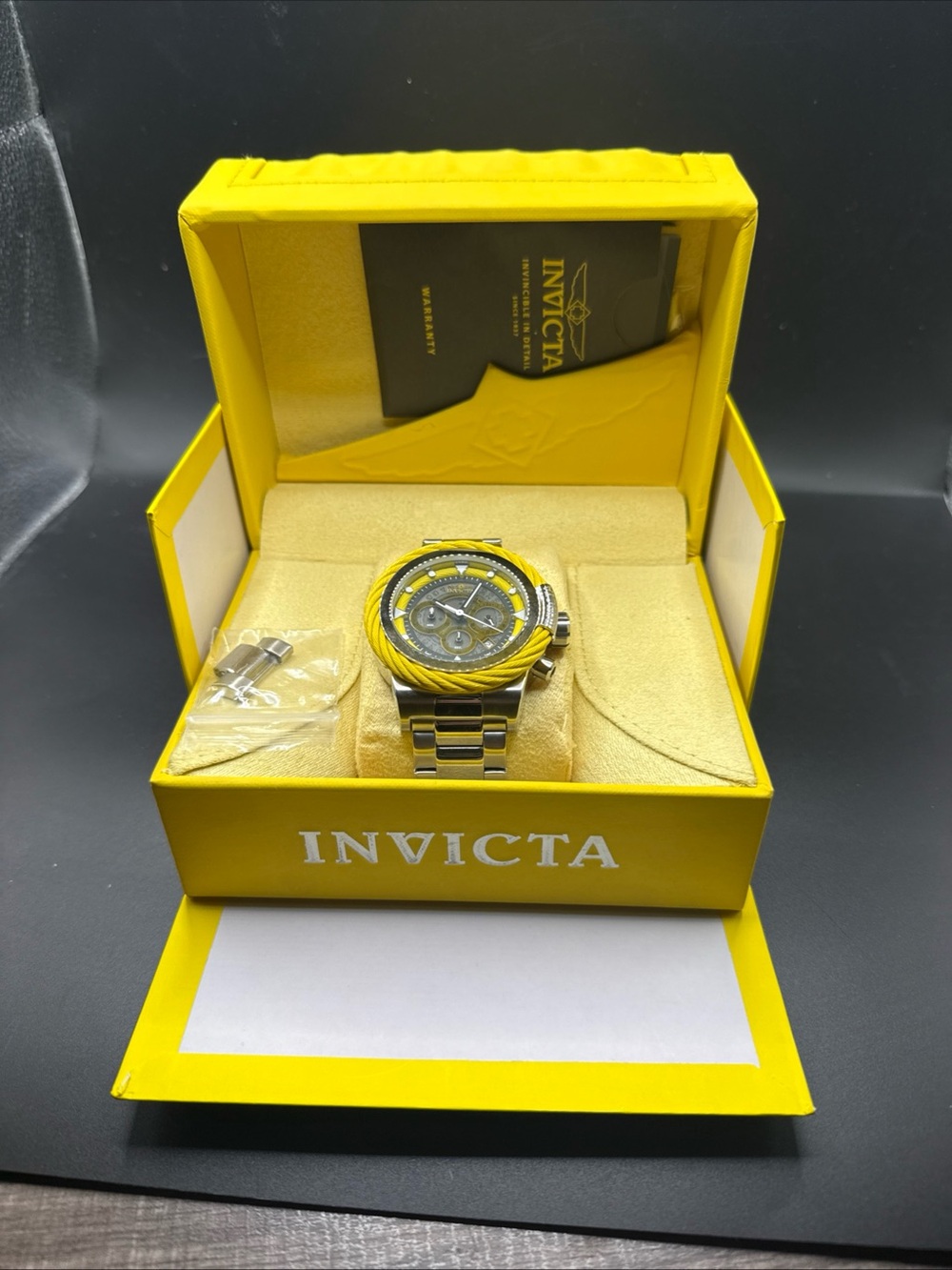 50mm Yellow Cable Bezel | BOLT SPORT Silvertn Bracelet VD53 Chrono Invicta Watch